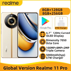 Global Version realme 11 Pro NFC 6.7'' 120Hz OLED Display Dimensity 7050 Octa Core 100MP OIS Camera 5000mAh Battery 67W Charger