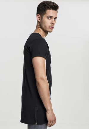 T-shirt with long side zipper black