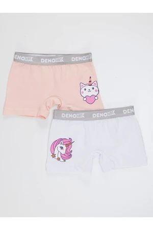 Denokids Girl's Pink-white 2 Piece Boxer Suit