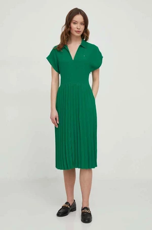 Šaty Tommy Hilfiger zelená farba, mini, áčkový strih, WW0WW41868