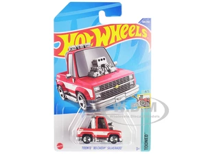 1983 Chevrolet Silverado "Toond" Pickup Truck Red and White "Tooned" Series Diecast Model Car by Hot Wheels