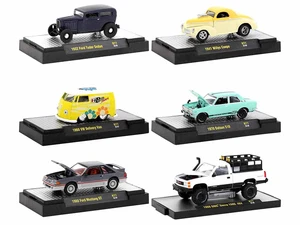 "Auto-Thentics" 6 piece Set Release 77 IN DISPLAY CASES Limited Edition 1/64 Diecast Model Cars by M2 Machines