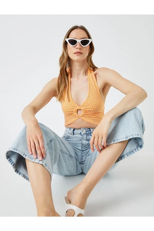 Koton Crop Tank Top, Halter Collar Window Detailed