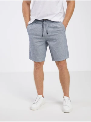 Grey-blue men's brindle shorts with linen ONLY & SONS Leo - Men