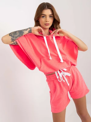 Fluo pink summer basic tracksuit with shorts