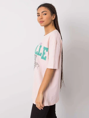 Light pink women's T-shirt with print Margaret RUE PARIS