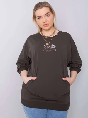 Dark khaki blouse plus size with Messina patch