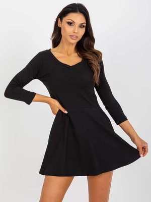 Basic black flowing minidress with pockets
