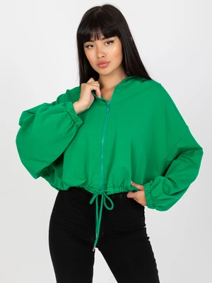 Basic green zippered sweatshirt with hood RUE PARIS