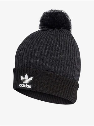 Black and gray women's adidas Originals Pom Beanie - Women