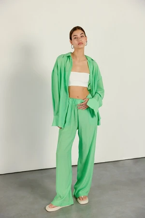 VATKALI Jogger Waist Wide Leg Pants Green