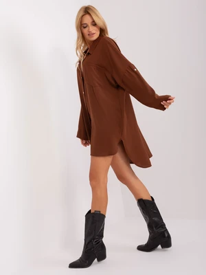 Brown asymmetrical shirt dress by Elaria