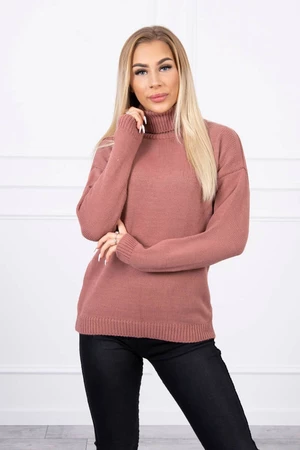 Sweater with turtleneck dark pink