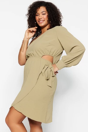 Trendyol Curve Green Single Sleeve Cut Out Detailed Woven Dress