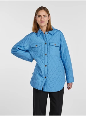 Modrá dámská prošívaná košilová bunda Pieces Taylor - Dámské