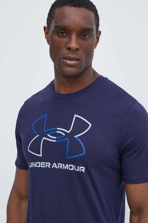 Tričko Under Armour pánsky, tmavomodrá farba, vzorovaný