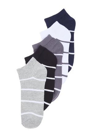 Trendyol 5-Pack Multi Color Striped Textured Cotton Booties-Short-Ankle Socks