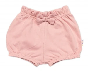 Kraťásky s mašličkou Baby Nellys, bavlna, pudrové , vel. 74 (6-9m)