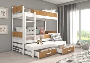 Poschoďová dětská postel Icardi 180x90 cm, bílá/artisan