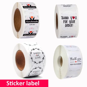 500 Sheets Roll Sealing Stickers Thanks To Baking Handmade Crafts Wedding Decoration Sticker Label 1 Inch Diameter