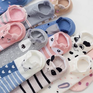 5 Pairs New Women Cute Cartoon Cotton Floor Sock Slippers Soft Feather Yarn 3D Kawaii Animal Ears Short Invisible No Show Socks
