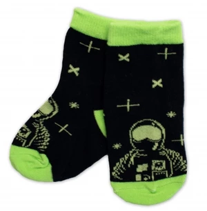 Dětské bavlněné ponožky Kosmonaut - černé, vel. 19-22