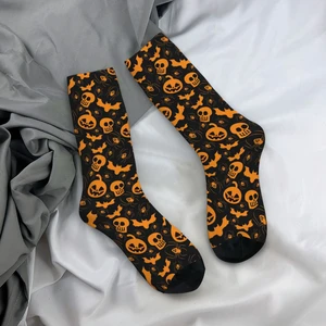 Happy Halloween Socks Men's Women's Casual Pumpkin Bat Skull Cartoon Socks Spring Summer Autumn Winter Middle Tube Socks Gift