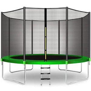 BOMINFIT 10/12FT Jump Recreational Trampolines with Enclosure Net for 3-4 Kids Adults Indoor Outdoor Max 330lbs