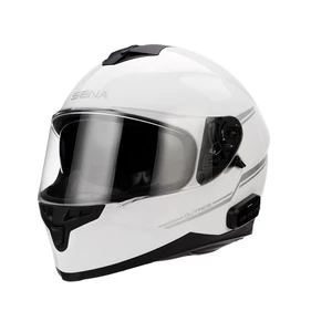 Moto přilba s integrovaným headsetem SENA Outride Shine White  M (57-58)  lesklá bílá