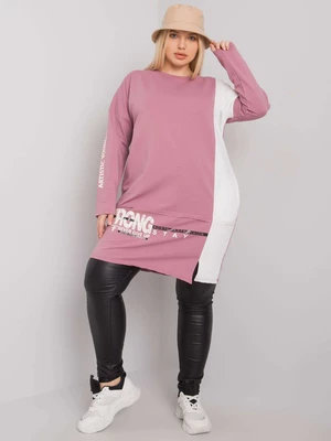 Dusty pink plus size tunic with long sleeves