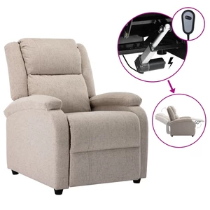 Electric TV Recliner Chair Cream Fabric
