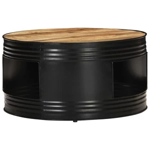 Coffee Table Black26.8"x26.8"x14.2" Solid Rough Mango Wood