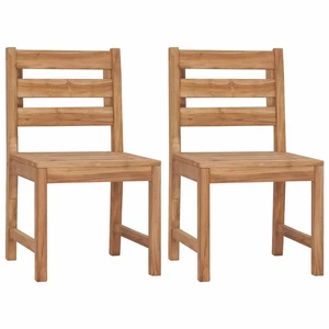 2 pcs Garden Chairs Solid Teak Wood
