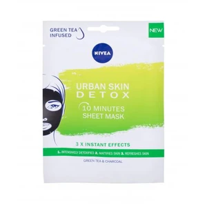 Nivea Urban Skin Detox 10 Minutes Sheet Mask 1 ks pleťová maska pre ženy na veľmi suchú pleť; na rozjasnenie pleti