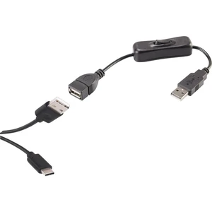 Renkforce #####USB-Kabel USB 2.0 #####USB-A Stecker, #####USB-C™ Stecker 1.25 m čierna vr. spínače ZAP / VYP, pozlátené