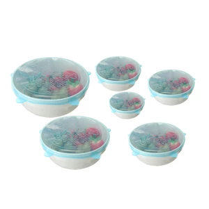6Pcs Colourful Stretch Reusable Silicone Bowl Wraps Food Kitchen Storage Container Cover Seal Lids