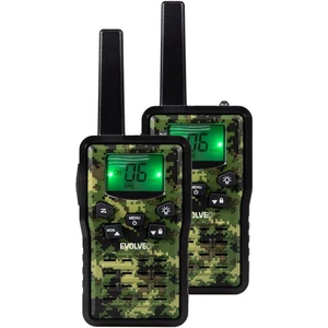 Vysielačky Evolveo FreeTalk 2W (FT-2W) čierna/zelená set 2 vysielačiek • kompatibilita so všetkými vysielačkami typu PMR446 a PMR448 • dosah až 15 km 