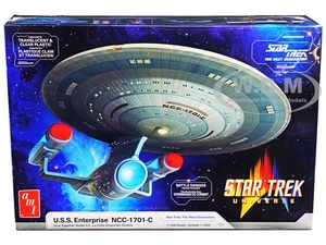 Skill 2 Model Kit U.S.S. Enterprise NCC-1701-C Space Ship "Star Trek The Next Generation" (1987) TV Series 1/1400 Scale Model by AMT