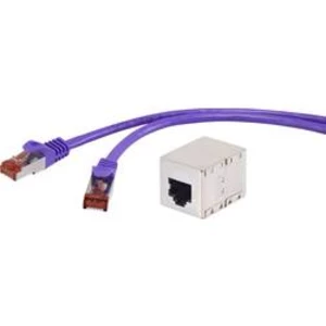 Síťový prodlužovací kabel RJ45 Renkforce RF-3828970, CAT 6, S/FTP, 25.00 cm, fialová