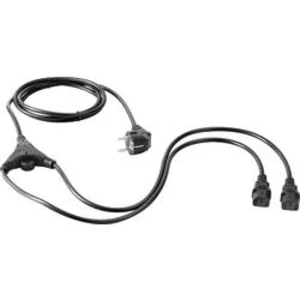Síťový Y kabel s IEC zásuvkou Basetech BT-1886927, 2.35 m, černá