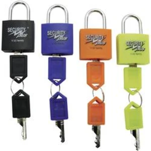 Visací zámek sada 4 ks Security Plus V 22-4, (d x š x v) 13 x 24 x 40 mm, neonově žlutá, modrá, oranžová, černá