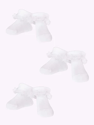 Yoclub Detské Dievčenské Ponožky s Volánikom z Bavlny 3-balenie SKA-0119G-010J