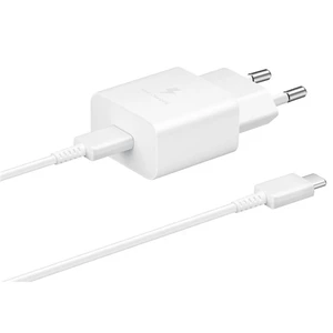 Nabíjačka do siete Samsung USB-C 15W + USB-C kabel (EP-T1510XWEGEU) biela Samsung originální nabíječka do zásuvky s USB-C kabelem a podporou rychlonab