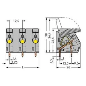Pružinová svorkovnice WAGO 2706-307, 6.00 mm², Pólů 7, šedá, 15 ks