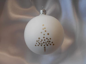 Vánoční ozdoby Střední vánoční koule se stromkem 6 ks - bílá/zlatá