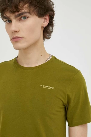 Tričko G-Star Raw pánsky, zelená farba, jednofarebné