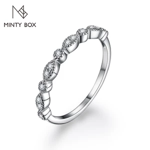MINTYBOX Moissanite Ring 925 Sterling Silver Soild Gold Eternity Band Antique Marquise Diamond Ring for Women Wedding Infinity