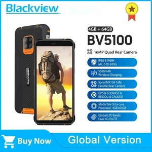 Blackview BV5100 IP68 Waterproof Rugged Smartphone 4GB+64GB Mobile Phone 5580mAh 5.7" 16MP NFC Android 10 Global Version
