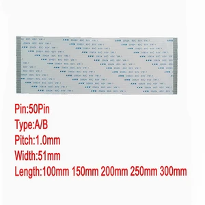 50Pin 1mm Pitch FFC FPC AWM 20624 80C 60V VW-1 A B Type Flat Flexible Cable 100/150/200/250/300mm