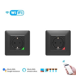 Big Sale Tuya WiFi Smart Socket EU 16A Wireless Voice Remote Control Smart Wall Socket Wifi Power Plug For Google Home Alexa